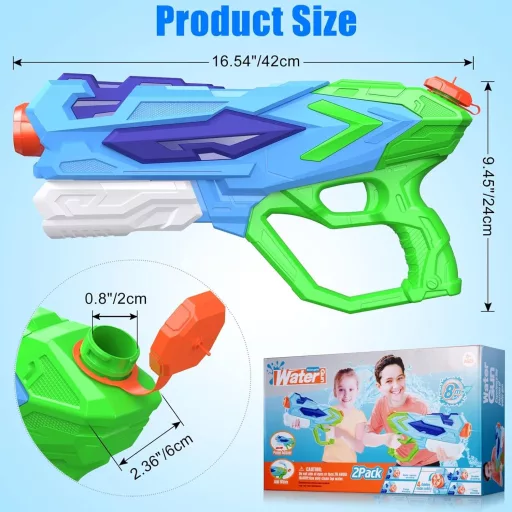 Pistol cu apă Ancesfun XXL, rază de acțiune 8m, capacitate 1000ml, set de 4 bucăți