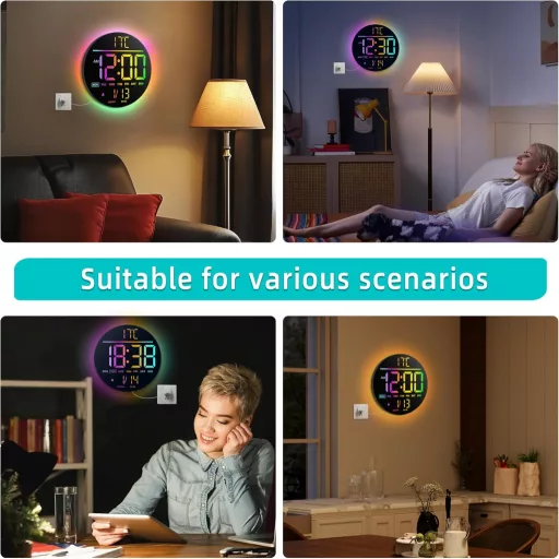 Maxstar 10 Hüvelykes Digitális Falióra Távirányítóval, RGB LED Kijelző, Hőmérsékletes Ébresztőóra