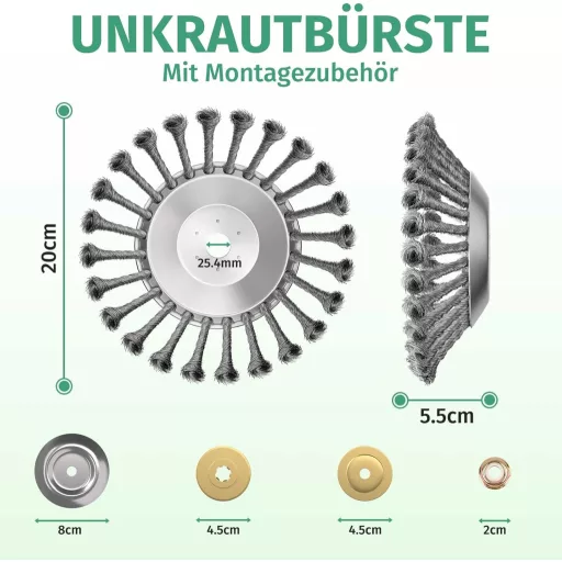 TGNISI 25,4mm Fűkasza Kefe Rozsdamentes Acél Gyomirtó Fűnyíró Tartozék 8"