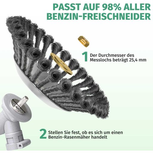 TGNISI 25,4mm Fűkasza Kefe Rozsdamentes Acél Gyomirtó Fűnyíró Tartozék 8"