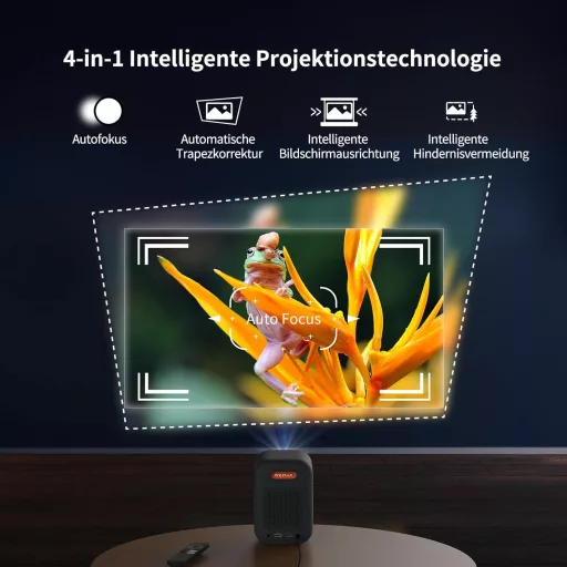 WEMAX Hordozható Mini Projektor Netflix és Google TV Támogatással, 1080P Natív Felbontás, 4K Kompatibilis, Dolby Audio, WiFi, Bluetooth, Ott