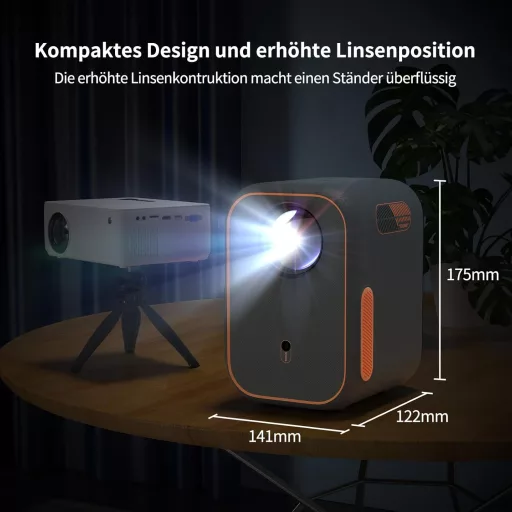 WEMAX Hordozható Mini Projektor Netflix és Google TV Támogatással, 1080P Natív Felbontás, 4K Kompatibilis, Dolby Audio, WiFi, Bluetooth, Ott
