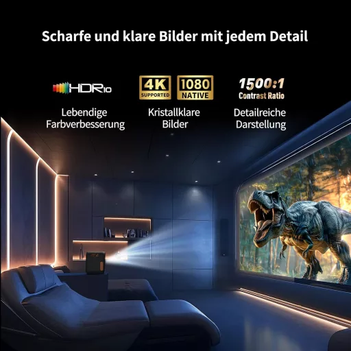 WEMAX Prenosný Mini Projektor s Podporou Netflixu a Google TV, Natívne Rozlíšenie 1080P, Kompatibilný s 4K, Dolby Audio, WiFi, Bluetooth, OTT