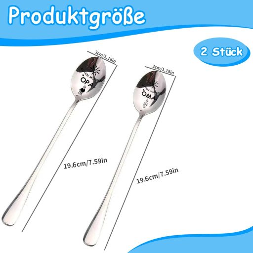 ZmdecQna 2 db Gravírozott Kávéskanál Nagymama Nagypapa Ajándék Személyre Szabott Rozsdamentes Acél