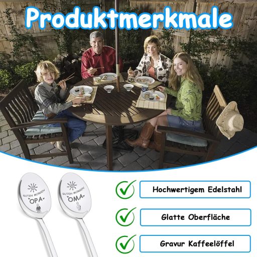 ZmdecQna 2 db Gravírozott Kávéskanál Nagymama Nagypapa Ajándék Személyre Szabott Rozsdamentes Acél