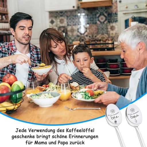 ZmdecQna 2 db Gravírozott Kávéskanál Nagymama Nagypapa Ajándék Személyre Szabott Rozsdamentes Acél