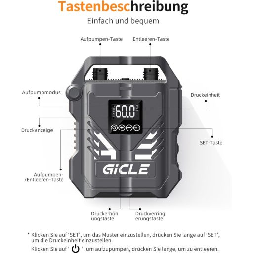 Gicle 60PSI električna SUP pumpa s dvostupanjskim brzim napuhavanjem i 12V priključkom za auto