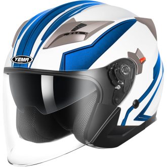   YEMA YM-627 Vintage Nyitott Bukósisak Motorkerékpárhoz és Robogóhoz - Dupla Napellenzős, ECE Tanúsított, Fekete-Zöld, Unisex