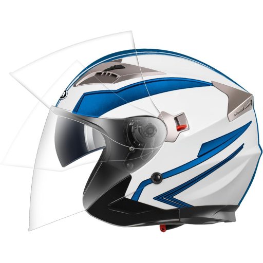 Cască Moto/Scooter YEMA YM-627 Vintage, Tip Open Face - Vizor Dublu, Certificare ECE, Negru-Verde, Unisex