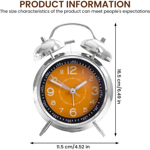 Ceas deșteptător retro WIYETY cu dublu clopoțel, lumină de noapte, mecanism quartz silențios