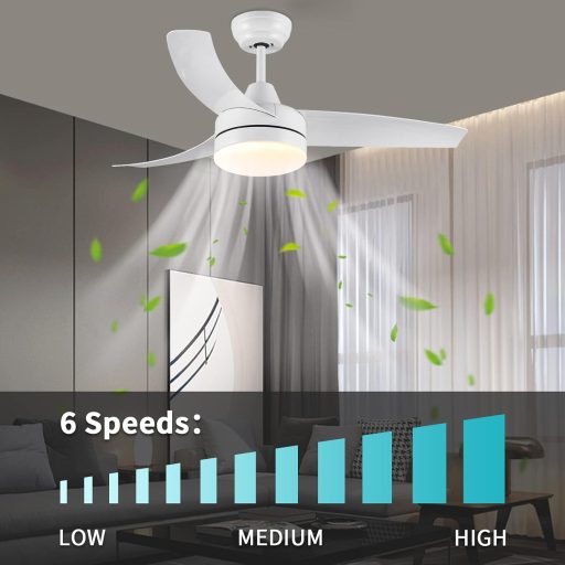 CJOY 107 cm Mennyezeti Ventilátor Világítással, Távirányítóval, 6 Fokozat, Csendes Működés