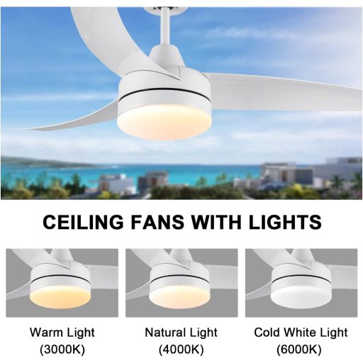 CJOY 107 cm Mennyezeti Ventilátor Világítással, Távirányítóval, 6 Fokozat, Csendes Működés