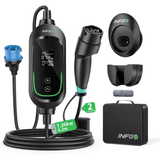   INFGO Mobil Wallbox 7.36 kW 1-fázis Type 2 kábellel, Tesla Model Y/3, VW ID.3, BMW i4 kompatibilis