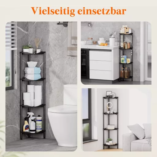 Lifewit 3 szintes sarokpolc fürdőszobai tárolóval, rozsdamentes fém, 4 horoggal, 34cm