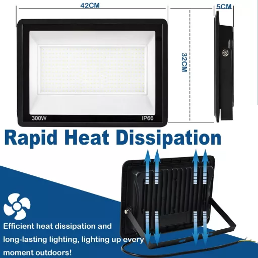 Niserelesa 300W LED Kültéri Reflektor 30000 lm IP66 Vízálló Meleg Fehér