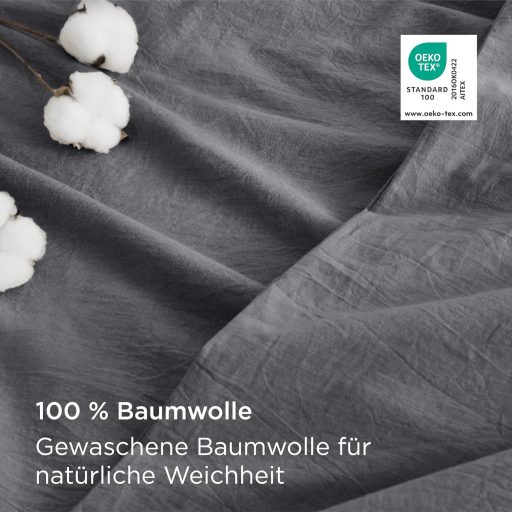 BEDSURE 4 részes pamut ágyneműhuzat szett 135x200 cm antracit szürke cipzárral