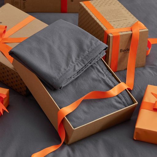 BEDSURE 4 részes pamut ágyneműhuzat szett 135x200 cm antracit szürke cipzárral