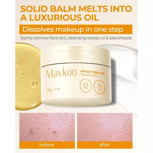 MAYKOO Tisztító Balzsam Olaj Alapú Sminklemosó Vízálló Makeup Eltávolító Hidratáló Narancsillatú Minden Bőrtípusra 85g