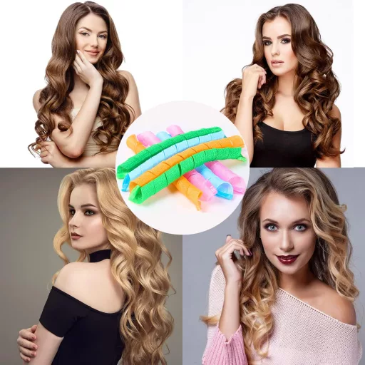 Unnosin 40 db spirál hajcsavaró szett 55 cm, hőmentes göndörítő, 2 db styler horoggal, 4 szín
