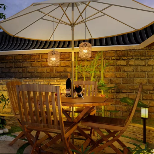 Rayofly Rattan Függőlámpa Akkumulátoros 2db Távirányítóval Kültéri Kerti Lámpa