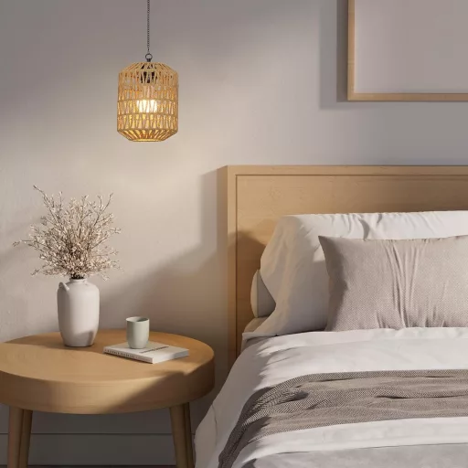 Rayofly Rattan Függőlámpa Akkumulátoros 2db Távirányítóval Kültéri Kerti Lámpa