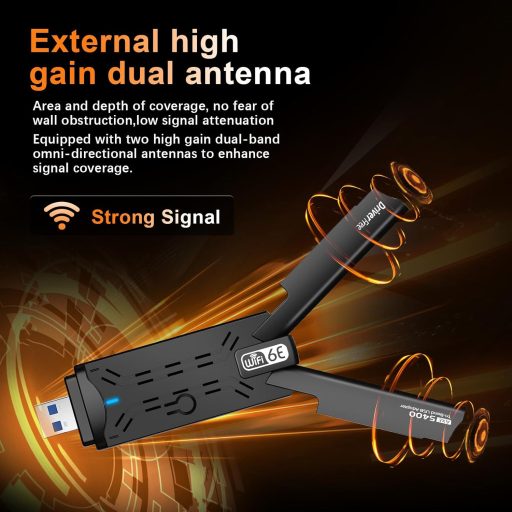 ZHITING WiFi 6E USB WLAN adapter PC-hez, AXE5400 tri-band 6GHz/5GHz/2.4GHz, WPA3 titkosítás