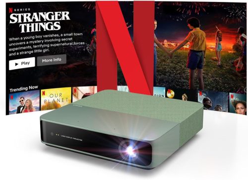 WEMAX ALPD Laser Mini Projektor - Oficiálna licencia Netflix, 500 ISO lúmenov, 1080P HD, HDR10, WiFi, Bluetooth, Dolby Audio, Prenosný domáci