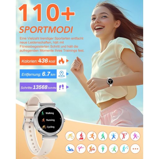 CIVO Smartwatch Női Fitness Óra Vízálló Sportóra Telefonos Funkcióval Android iOS