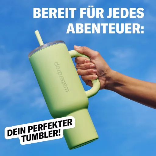 Waterdrop MICRODRINK 1,1L Termikus Ivópalack Szívószállal, Hőtartó Rozsdamentes Acél Kulacs - Zöld