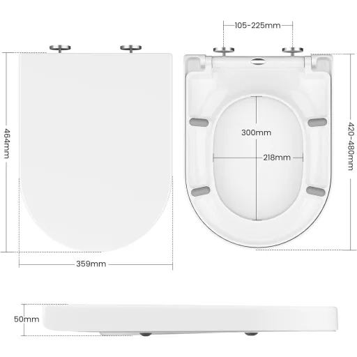 Litake WC ülőke soft-close mechanizmussal, gyorsleoldás, D-alakú fehér