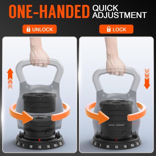 HXD-ERGO Állítható Kettlebell Súlyzó Szett - Ergonomikus Otthoni Edzéshez 10kg-ig