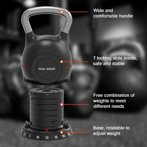 HXD-ERGO Állítható Kettlebell Súlyzó Szett - Ergonomikus Otthoni Edzéshez 10kg-ig
