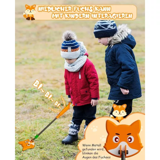 OKESAM Gyerek Fémkereső 30-38cm Állítható Hordozható Lapát Gereblyével