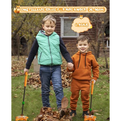 Detský detektor kovov OKESAM, nastaviteľná dĺžka 30–38 cm, s prenosnou lopatkou a hrabľami