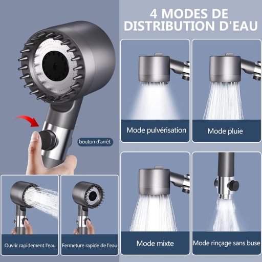 Cap de duș cu presiune înaltă Wnaldc, cu economizor de apă