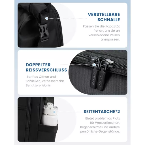 LOVEVOOK Rolltop Ruksak na 17-palcový Notebook - Vodoodolný, Veľký Unisex Ruksak do Školy, na Vysokú Školu, Cestovanie a Cyklistiku - Čierny