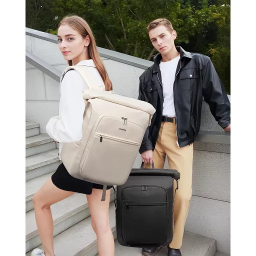 Rucsac LOVEVOOK Rolltop pentru Laptop de 17 Inch - Impermeabil, Unisex, Voluminos, pentru Școală, Facultate, Călătorii și Ciclism - Negru
