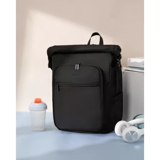 Rucsac LOVEVOOK Rolltop pentru Laptop de 17 Inch - Impermeabil, Unisex, Voluminos, pentru Școală, Facultate, Călătorii și Ciclism - Negru