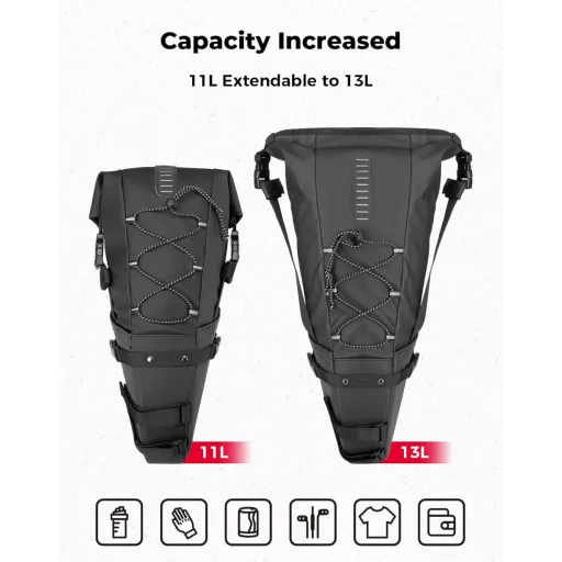 Geantă de șa impermeabilă KEMIMOTO 11L pentru bicicletă, MTB și e-bike