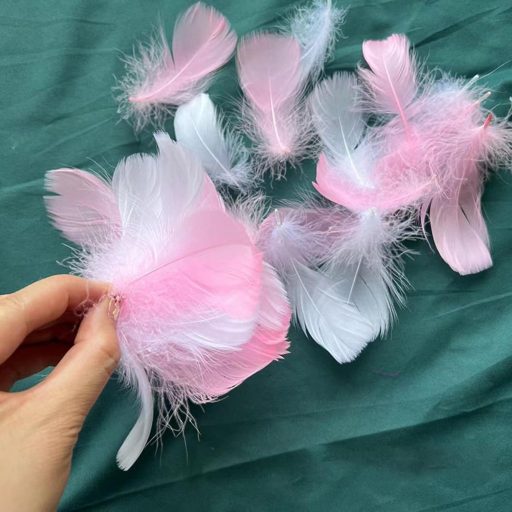 ENLACE set ukrasnih pera za rukotvorine, 200 komada, bijelo-ružičasta