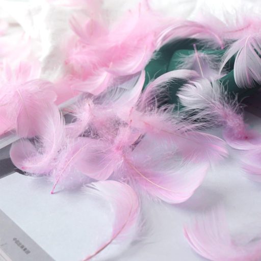 ENLACE set ukrasnih pera za rukotvorine, 200 komada, bijelo-ružičasta