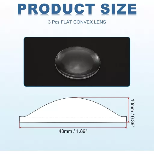 PATIKIL 48mm Domború Lencse 3db Akril LED Optika Fényszóró Lámpa