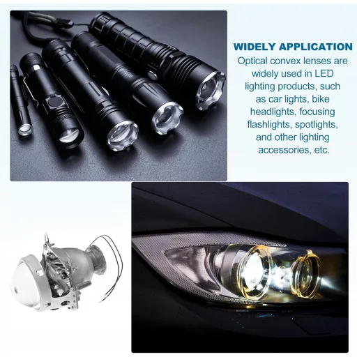 PATIKIL 48mm Domború Lencse 3db Akril LED Optika Fényszóró Lámpa