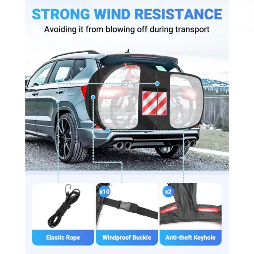 SUPAREE Husă transport biciclete pentru 3 biciclete, 420D Oxford impermeabil, pentru portbagaj spate.