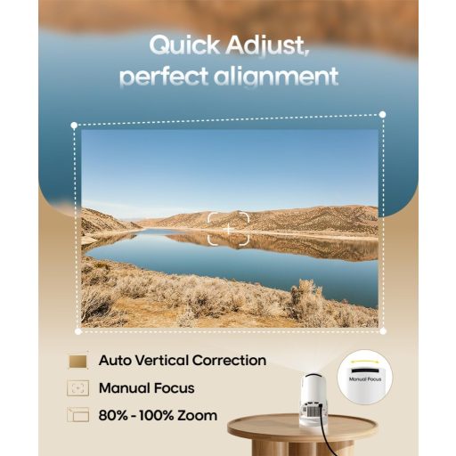 Alwtniet Mini Proiector 4K Android 11.0 - 200 ANSI Lumeni Proiector Portabil 5G WiFi 6 Bluetooth 5.0 Corecție Trapezoidală Automată Rotire 180°