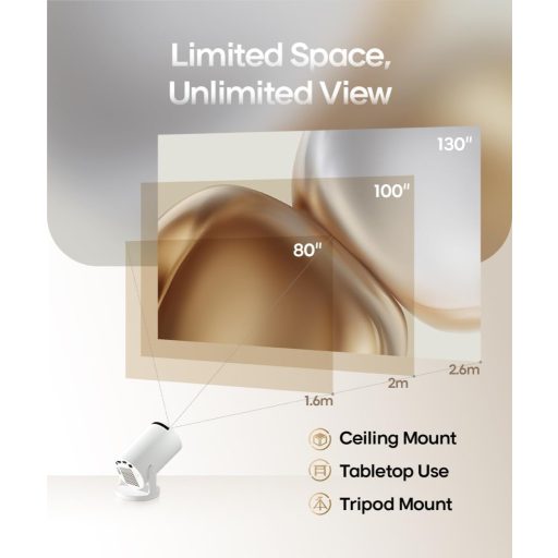 Alwtniet Mini Proiector 4K Android 11.0 - 200 ANSI Lumeni Proiector Portabil 5G WiFi 6 Bluetooth 5.0 Corecție Trapezoidală Automată Rotire 180°