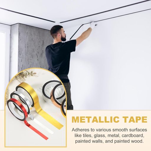 PATIKIL 50mm x 50m Öntapadós Fém Dekorációs Szalag Matt Arany Vízálló Falra Ajtóra