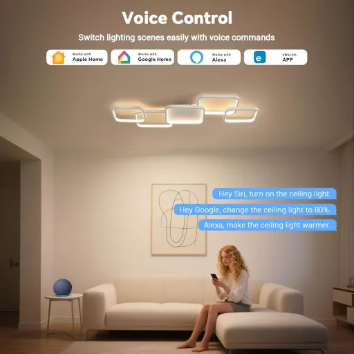 Plafonieră LED BAYHT 56W, intensitate reglabilă, 3000-6500K, aplicație eWeLink