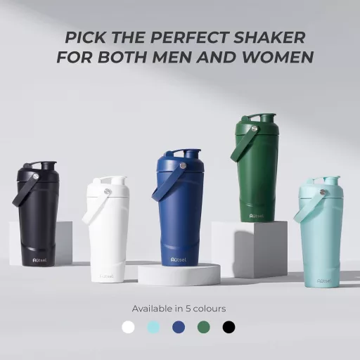 Autsel Shaker za proteine od nehrđajućeg čelika 750 ml - Vakuumski izolirana boca za miješanje s kuglicom za miješanje, bez BPA, za fitness napitke