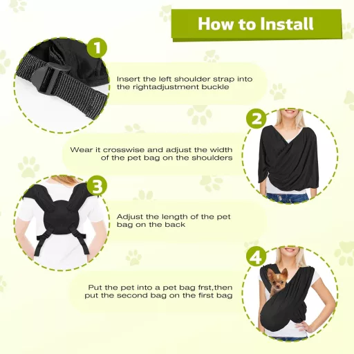YAOZUP Torba za nošenje kućnih ljubimaca za pse - Podesiva naramenica, do 9 kg, prozračni materijal, crna nosiljka za pse za šetnju i putovanja